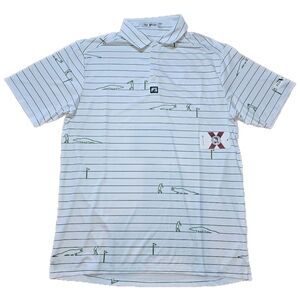 NEW Flo Grown Local Lines Gator Golf Polo White / Green Stripes NWT Men's Size M